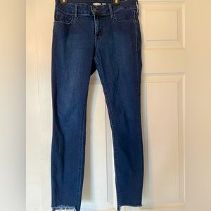 Old Navy Rockstar Super skinny ankle dark distressed bottom jeans